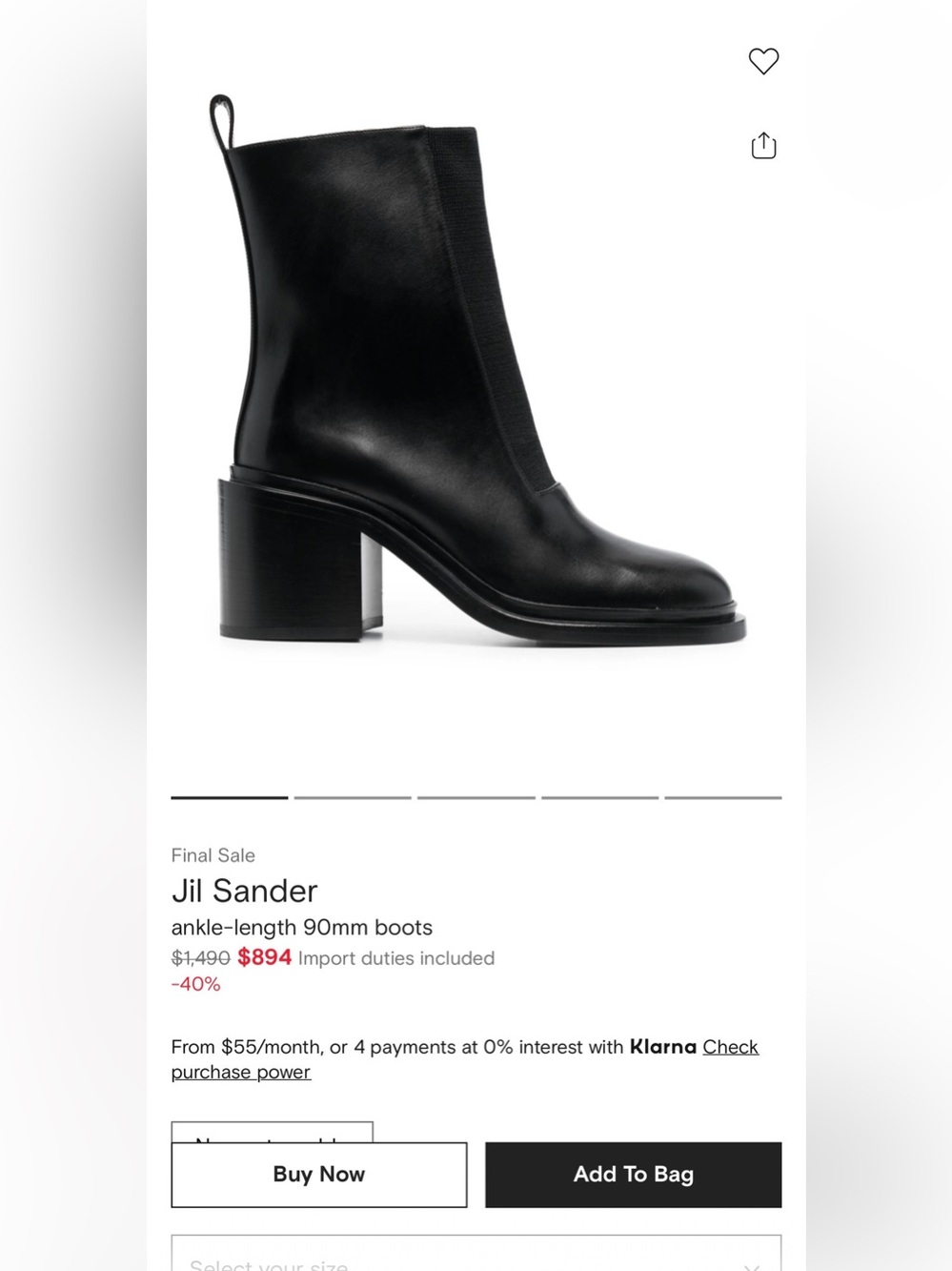 Jil Sander Black Leather Ankle Boots Size 40 EUR